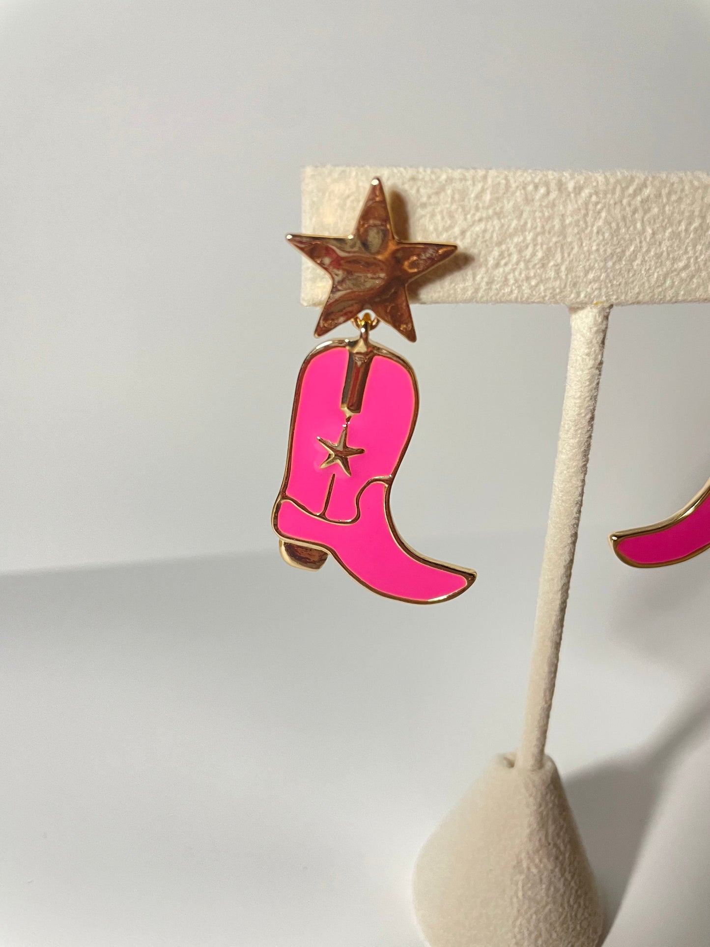 Pink Cowboy Boot Earrings