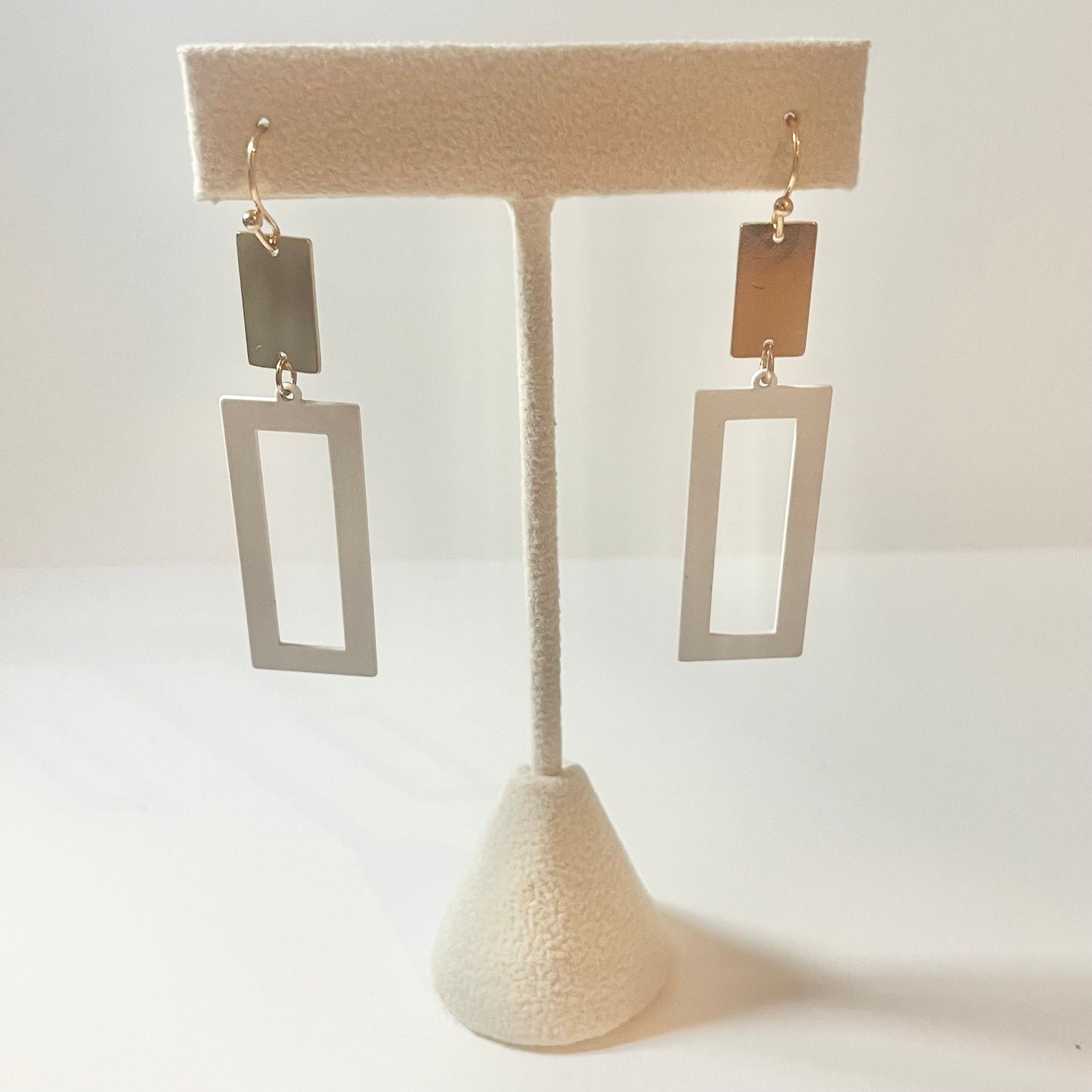 White Rectangle Earrings