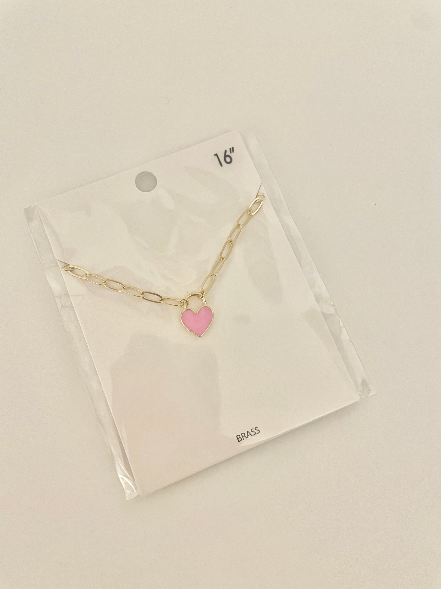 Pink Heart lock necklace