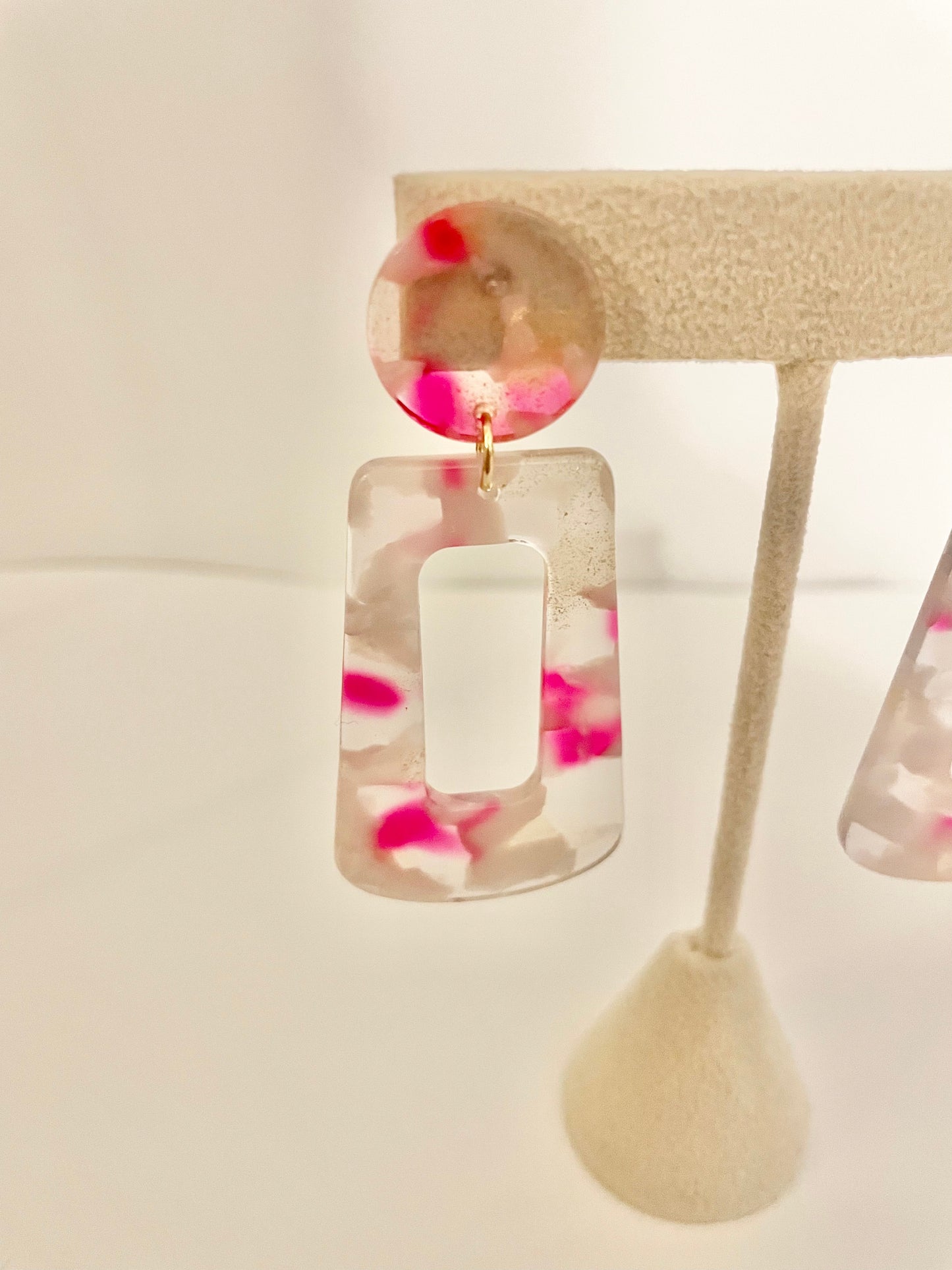 Pink resin earrings