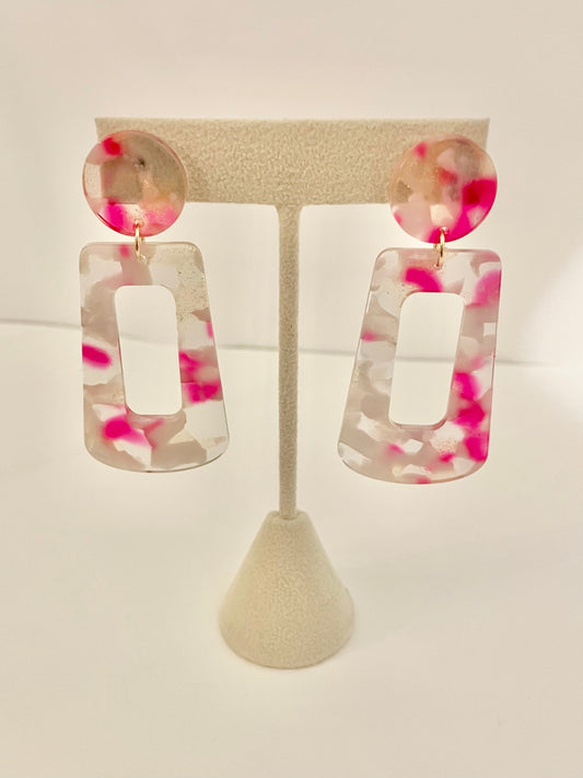 Pink resin earrings