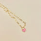 Pink Heart lock necklace