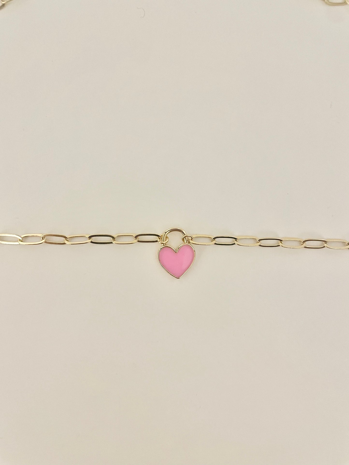 Pink Heart lock necklace